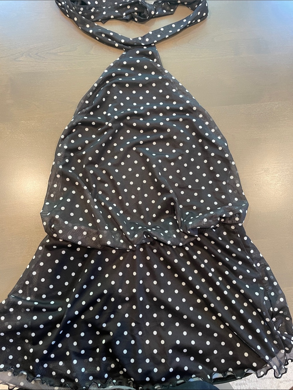 Black Polka Dot Halter Dress with shorts under